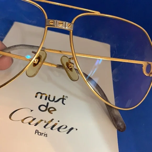 Rare 🔥 Cartier Vendome Santos Aviator Frames only James Bond 18K Gold Plated